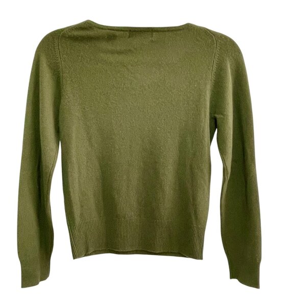 Lord & Taylor 100% Cashmere V-Neck Pullover Sweater Olive Green XS Luxury Knit - Picture 4 of 11
